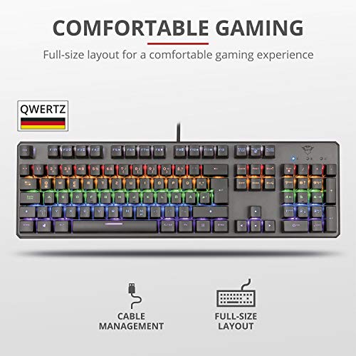Trust GXT 865 Asta Mechanische Tastatur (QWERTZ, Deutsches Layout, Multi Color Beleuchtung) schwarz & GXT 960 Graphin Leichte RGB Gaming Maus, 74 g, 200 - Schwarz - Image 4