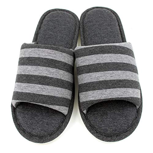 Sunshine Code Men's Women's Memory Foam Cotton Washable Stripe Slippers for Travel House Hotel Spa Bedroom2