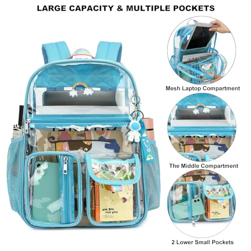 Clear Backpack for Boys Girls Men Women, Heavy Duty PVC See Through Transparen Backpacks for School, Stadium, Concert (Sky Blue)2