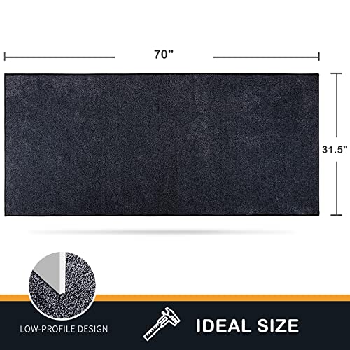 PURRUGS Dirt Trapping Door Mat 31.5" x 70", Non-Slip Machine Washable Entry Rug, Shoe Scraper, Dog Doormat, Super Absorbent Welcome Mat for Front & Back Door, Muddy Shoes & Paws, Bluish Grey-Black