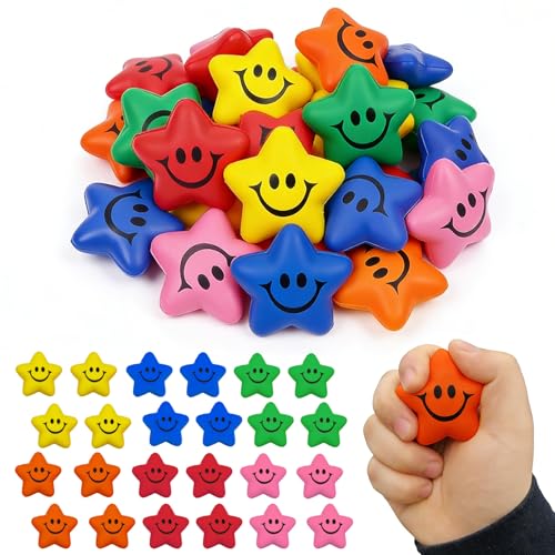 24 Stück Stern Stress Bälle Stressbälle Stern Anti Stress Bälle Antistressbälle Kneten Stress Relief Emotionale Squeeze Ball Antistress Spielzeug für Schule Belohnung Mitgebsel Gastgeschenke