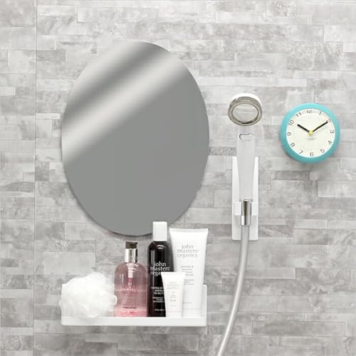 磁石 マグネット 壁 丸型 楕円 樹脂ミラー 樹脂鏡 鏡 ミラー パネルミラー ウォールミラー 壁掛け 軽量 割れない 耐衝撃 375×285mm お風呂 風呂 バスルーム くもり止め加工 安全 オーバル