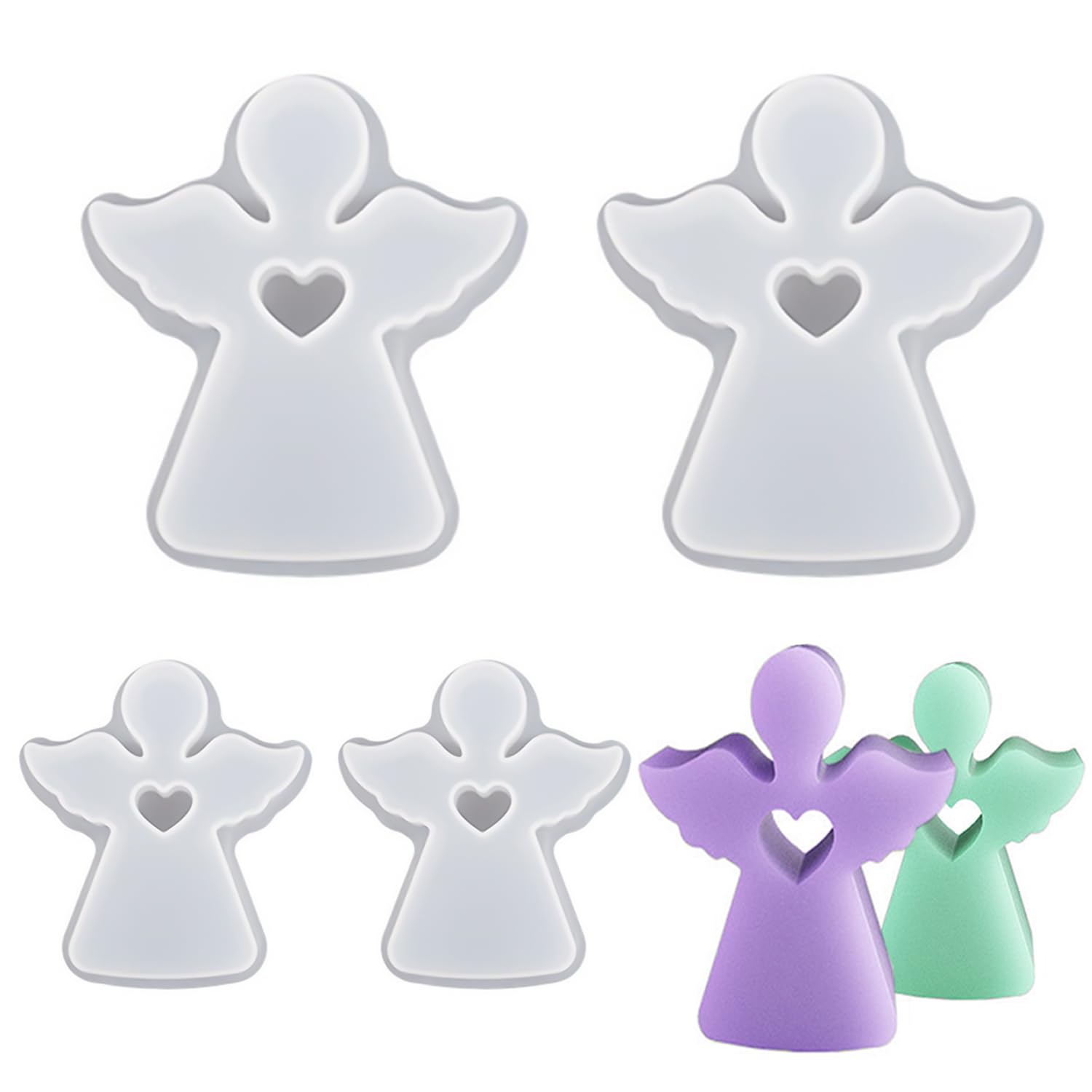 WUFGWBD 4 Pieces Of Angel Shape Molds, Silicone Molds, Creative Molds, Diy Scented Candle Molds, Ornament Molds