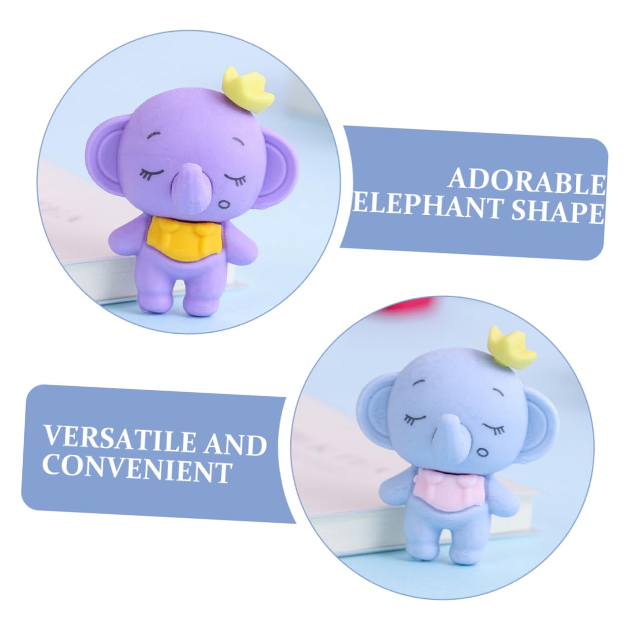 Uonlytech Gomme Éléphant Adorable 36 Pièces en Tpr, Gomme Scolaire