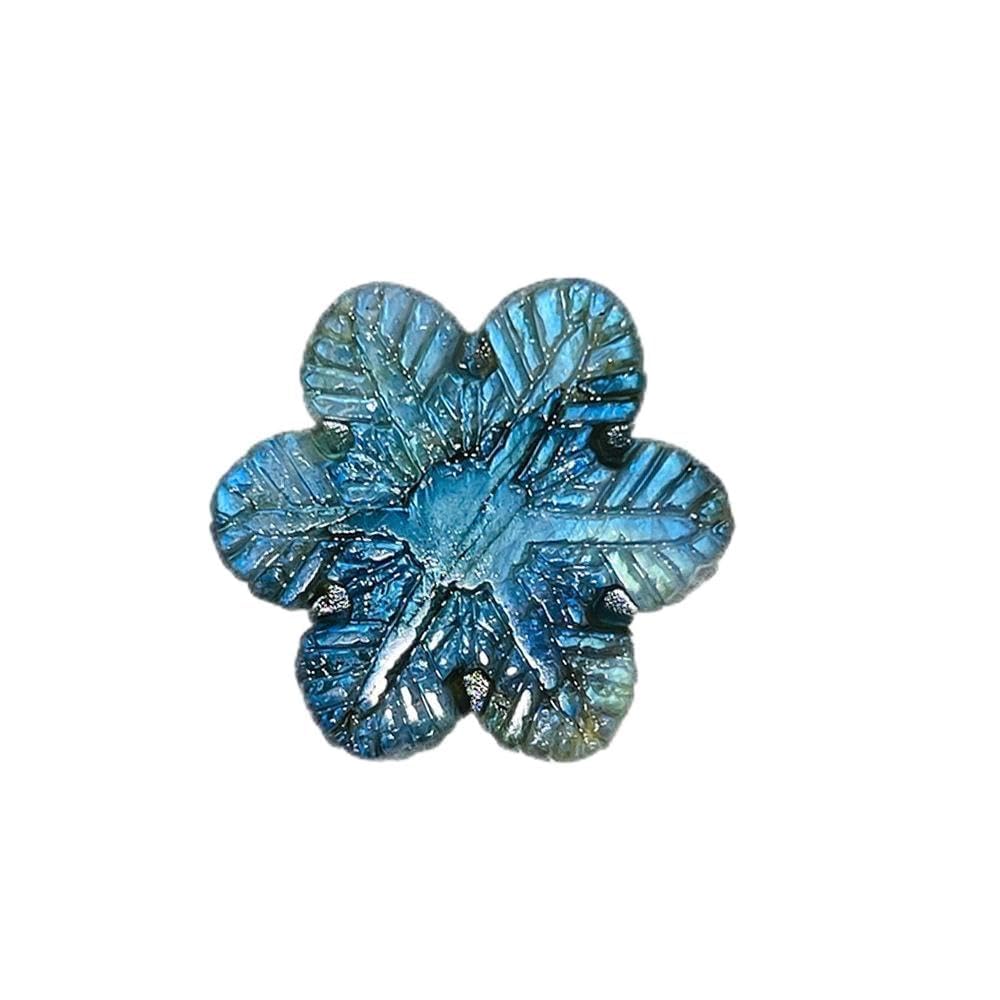 Labradorite pendentif flocon sculpté main 33mm en authentique pierre naturelle éclat bleu