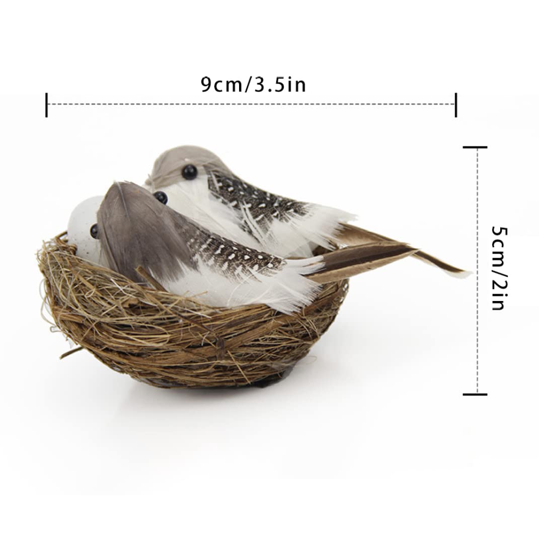 Pájaros realistas con plumas artificiales con huevo de nido para el hogar, jardín, ornamento de jardín, manualidades al aire libre, pájaro realista para ventana, jardín, balcón, patio, césped, patio