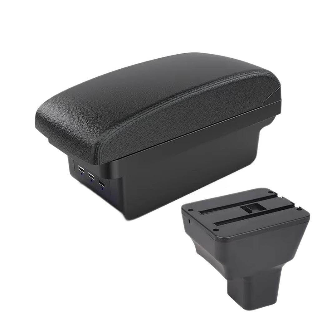 FSOZDBBPL For Nissan Kicks 2016-2021 Car Armrest Box Retrofit Parts Center Storage Box USB Interior Parts(B2 Black line 3 USB)