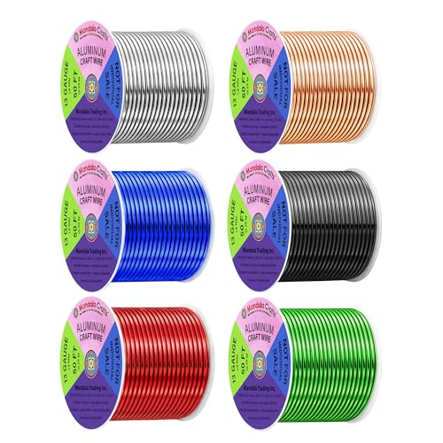 Image of Mandala Crafts 13 GA Black Red Green Assorted Anodized Aluminum Craft Wire | 300 FT, Colored, Flexible, Bendable for Bonsai Armature Sculpting Wire Wrapping Jewelry Making, Weather & Tarnish Resistant