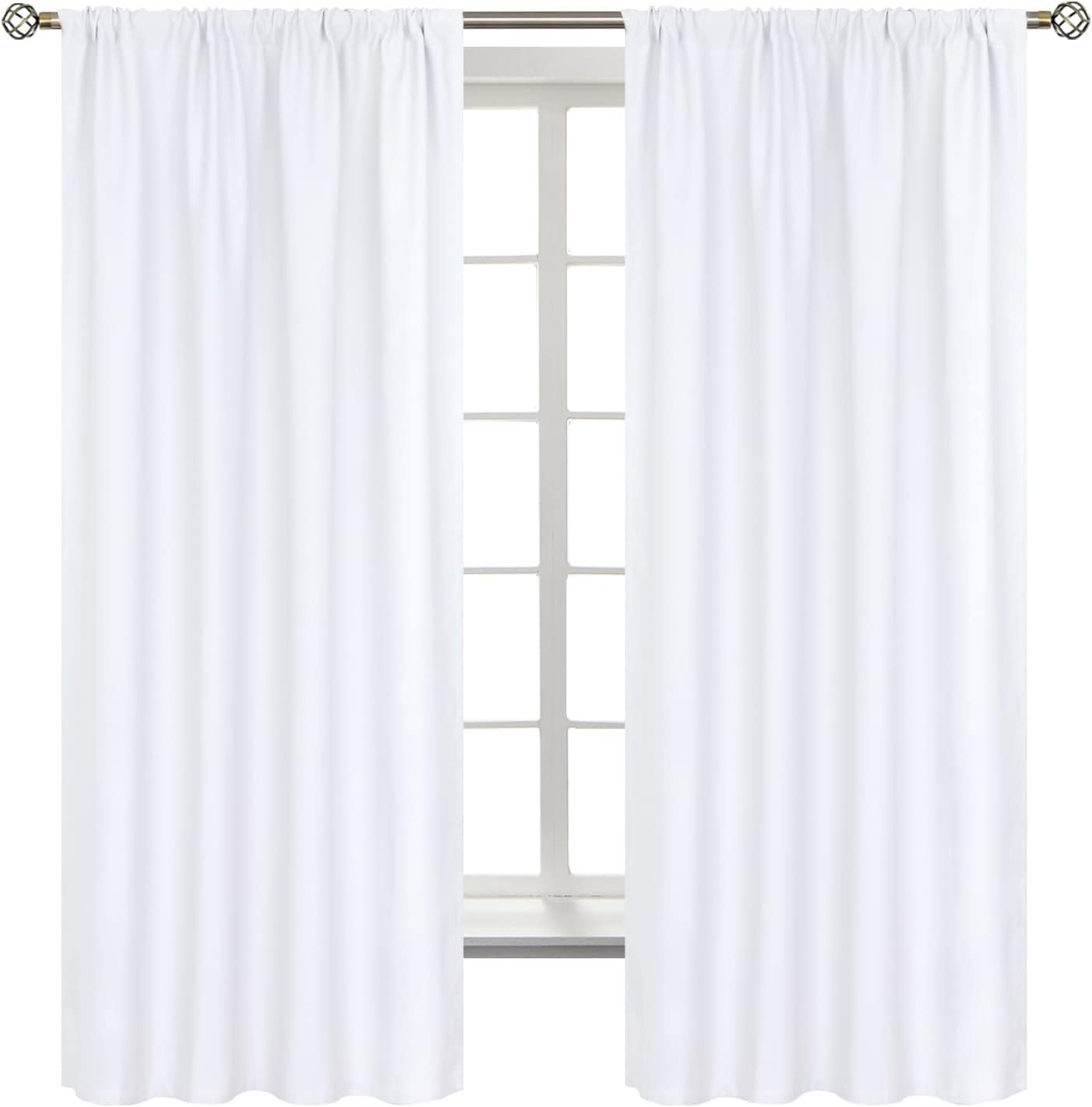 BGment Rod Pocket White Curtains 63 Inches Length for Living Room - Privacy Protection Window Treatment Curtains for Bedroom, 2 Panels, Pure White, 42 x 63 Inch 42"W x 63"L (Pack of 2) Pure White
