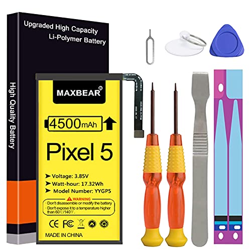 MAXBEAR Pixel 5 Battery, (Upgraded) 4500mAh 3.85V Li-Polymer Replacement Battery for HTC Pixel 5 5G with Repair Battery Tool Kit
