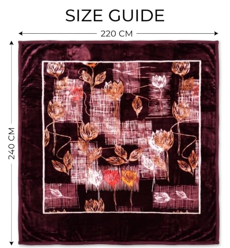 Image of VAS COLLECTIONS 280 GSM Micromink Blanket, 4.5 Kg Premium Soft Warm Cozy Blanket, Plush Floral Printed Blanket for Double Bed, Ultra Soft Comfortable Bedding, 86 x 90 Inches(218 x 229cm) - Crimson Red