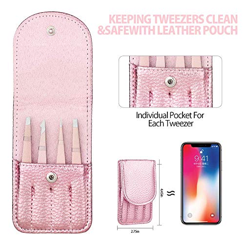 image for Amytor Tweezers Set 4-piece,Professional Stainless Steel Slant Tip and