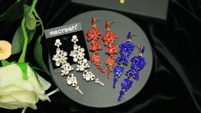 Crystal Brdal Chandeler Earrngs, Pearl & Marquse Dangle Crystal