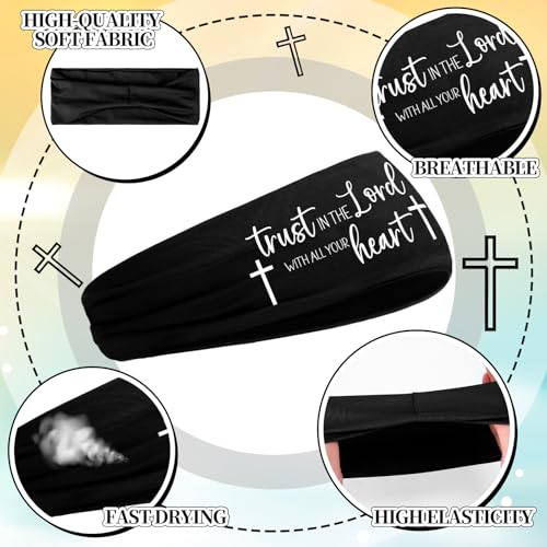Image of 5 Pcs Christian Athletic Headbands Gifts Cross Headband for Men Women Bible Verse Workout Religious Stretchy Sweat Bands