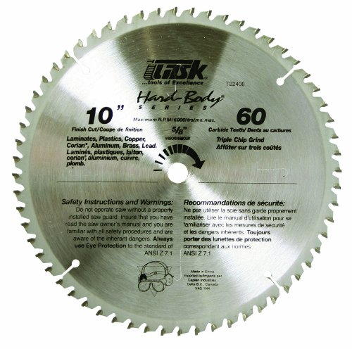 Task T22408 10-Inch Hard Body Carbide Saw Blade, Plastic and Non-Ferrous Metal with 5/8-Inch Arbor