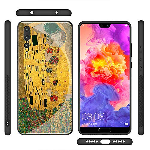 YINZONGSTORE Huawei p20 Pro Funda, Cubierta Trasera de Vidrio Templado, Silicona Suave, Compatible con Huawei p20 Pro AMB-17 Gustav Klimt