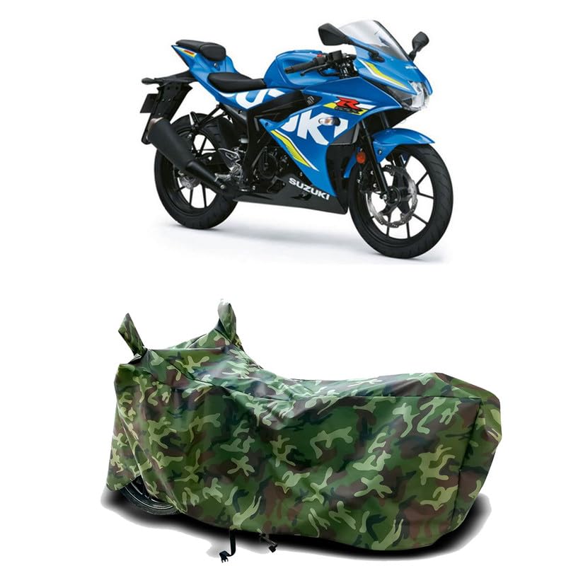 Image of DUFFEL-100% Heat Protection Two Wheeler Bike /Scooty Body Cover for Suzuki Gixxer BS6 Water Resistance /UV-Rays /Birds Dropping /Scratchproof /Dust Proof /Waterproof[Green Jungle Print]