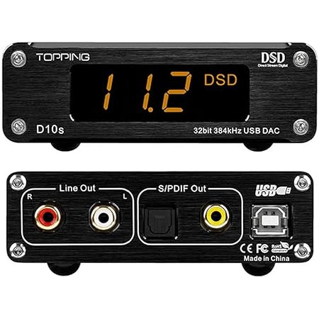 TOPPING D10s DAC Mini USB DAC XMOS XU208 ES9038Q2M DSD256 PCM 384 kHz Hochauflösender Audio-Desktop-Audio-Decoder (Schwarz)