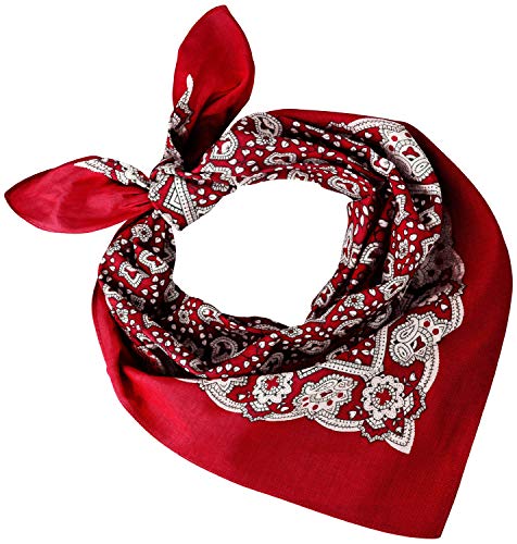 Tobeni 548 Bandana Head- Pañuelos para el Cuello de Tela 100% Algodón Unisex Color Cachemir Rojo Tamaño 54 cm x 54 cm