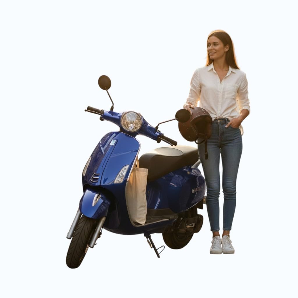 Electron Electric Scooter, Lithium Battery 80-90 km Range per Charge, Tyre Locking System, 3 Gear Control System, Non RTO Electrical Scooty with Alloy Wheels (Blue)