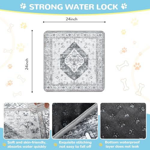Image of Lahome Super Absorbent & Leakproof Washable Dog Pee Pads - 2 Pack Value Set - Waterproof, Non-Slip Reusable Pads for Puppy Training, Crates & Whelping (24 inchx24 inch, Gray)