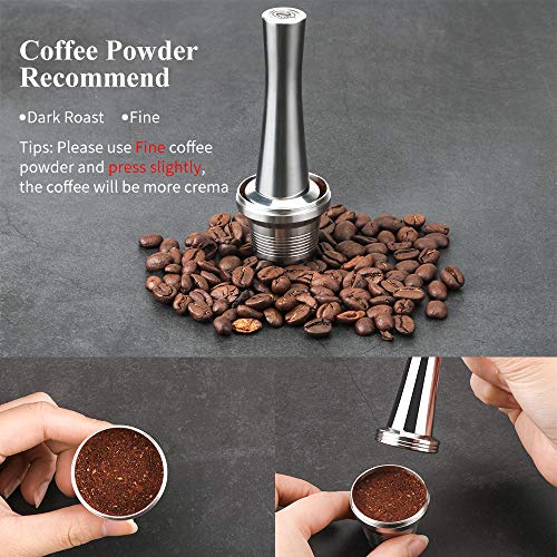 Loijon Cápsulas de café preenchíveis em aço inoxidável Filtro de xícara para cápsulas de café reutil