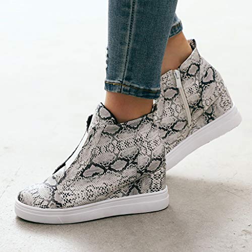 Stivali Donna Moda Retro Zeppe alla Caviglia Punta...