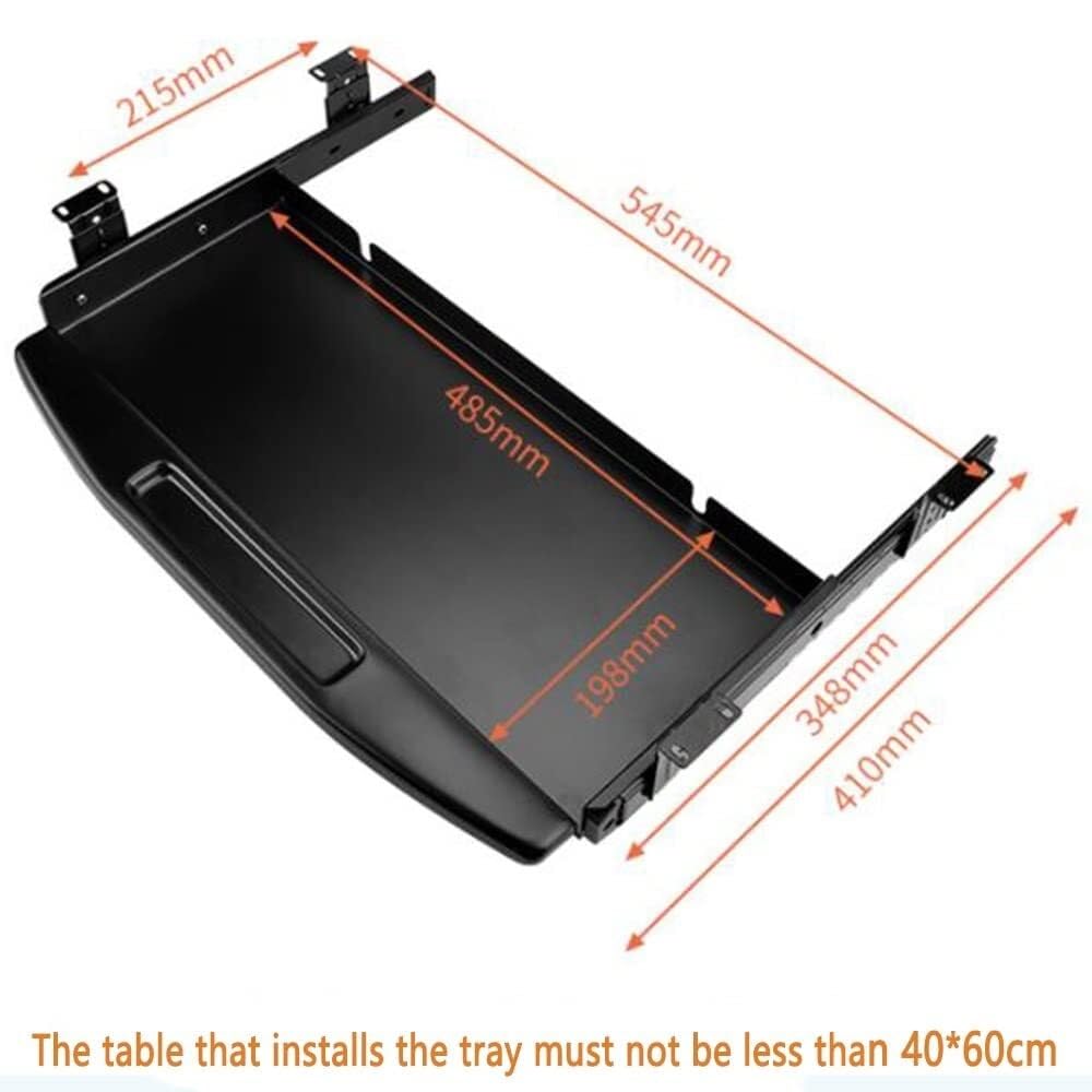 Grand plateau de clavier sous le bureau, support coulissant, plateforme coulissante de 55,9 cm, tiroir réglable pour ordinateur, noir – Maximisez le confort et l'espace.