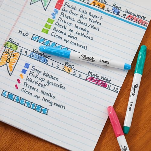 Sharpie S-Note Textmarker & Kreative Markerstifte | SchreibenMalenMarkieren & Mehr | gemischte Pastellfarben | 2-in-1 Keilspitze (Breit & Fein) | 4 Stück Highlighter