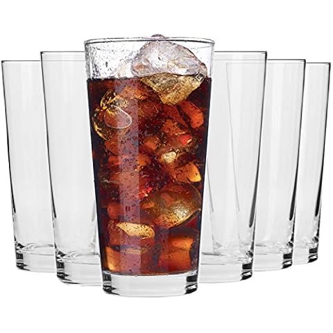 Krosno Water Juice Drinking Highball Glasses | Set of 6 | 350 ML | Large Half Pint Cocktail Glasses | Ideal for Home, Restaurant, Events & Parties | Dishwasher Safe Tumbler Cover