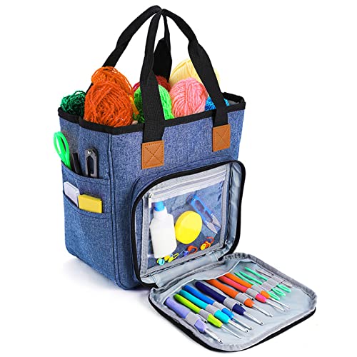 La Mejor Recopilación de Tejido más recomendados. 37 Bolsas para hilos, bolsas para guardar hilos, bolsas para tejer, organizadores de lana, bolsas para ganchillo, mochilas Bolsas para ganchillo, agujas para tejer (azul denim)