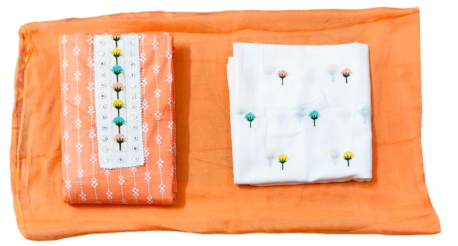 Kanha Enterprises Pure Cotton Printed Unstitched Suit with Work Bottom Wear