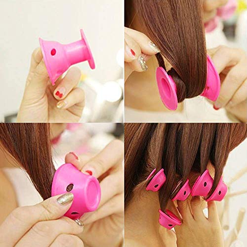 40 Pcs Magic Hair Rollers - Include 20pcs Large Silicone Curlers and 20pcs Small Silicone Curlers（Pink） - Thumbnail 2