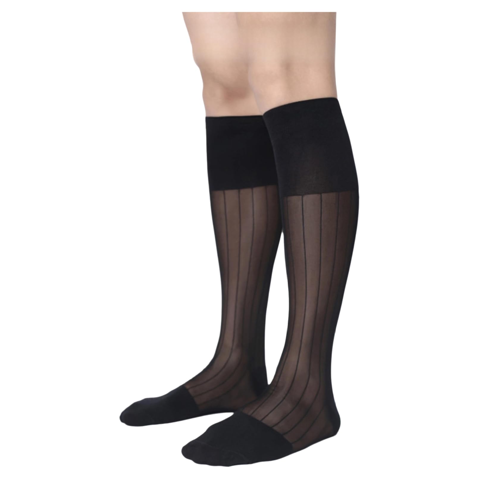 Men Thin Dress Socks Silk Sheer Soft Nylon Business Summer Sheer Breathable Over The Calf