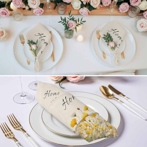 Servilletas de Tela Beige Floral 20 x 20 Pulgadas Set 4 miniatura 3