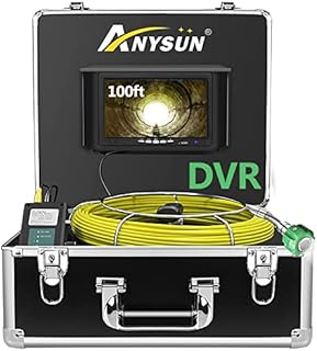Sewer Inspection Camera 100FT with DVR Plumbing Pipe Snake Cam Chimney Video Inspection Equipment 7 Inch LCD Monitor Waterproof IP68 with DVR (8GB SD Card)