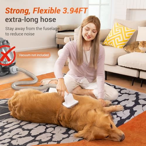 Afloia Staubsaugerbürste Hund, Haarbürste Katze, innovatives Haustierpflegeset, mit Verlängerungsschlauch 1-1,5' und Adapter