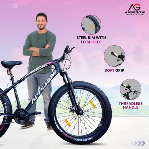 Image of Python Fat Bike 26T Multi Speed Bike | Front Suspension & Disc Brake | Lightweight Magnesium Wheel | Age Group: 10+ Years | (Frame: 18 Inches) (Black)