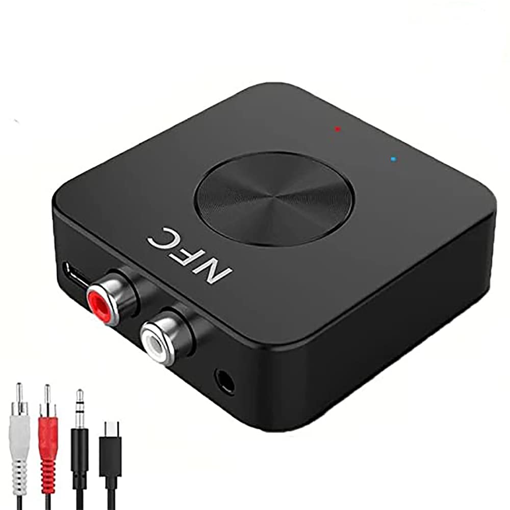 F FABOBJECTS® Bluetooth 5.0 Audio Receiver with NFC Wireless Function 3.5mm AUX/RCA Input, Bluetooth Connector Streaming Music from Phone/Tablet/PC to Theatre Car Stereo Music System for Speaker/