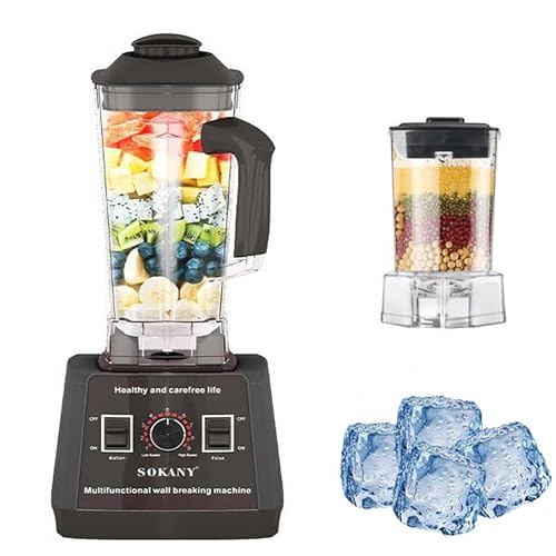 SOKANY 5000W Frullatore Elettrico, 9 Velocità + Funzione Pulsazioni, 2 e 1 frullatore multifunzione, 2,5L Frullati e Smoothie/Macinacaffe, Lame in Acciaio Inox, Senza BPA - immagine 3