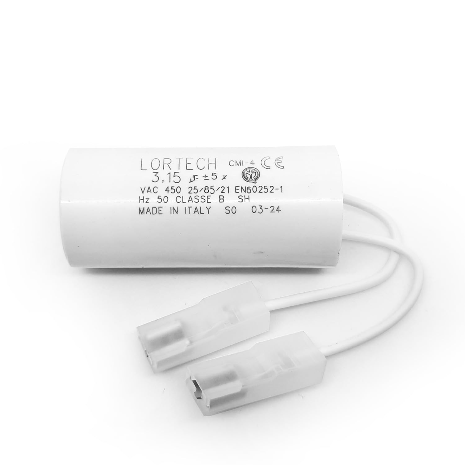 Condensatore Permanente 4µF Con Faston 6,3mm – 25x55mm Fondo Piatto – Made In Italy Per Motori Elettrici - 4