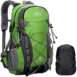 A AM SeaBlue 40L Mochila de Senderismo Mochila de Viaje Impermeable de Gran Capacidad Mochila de Trekking con Funda para Lluvia para Hombres Mujeres 4 A AM SeaBlue Mochila de senderismo 40L Mochila de Viaje para hombres y mujeres mochila para deportes al aire libre camping Trekking con cubierta impermeable para lluvia,Verde