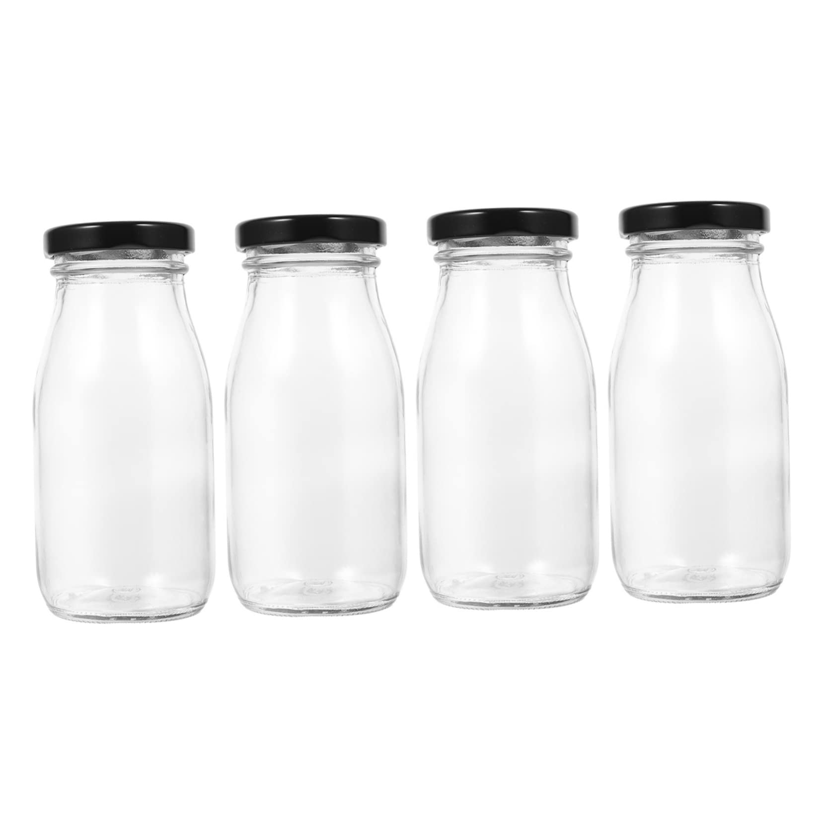 Unomor 4pcs Milk Bottle Milk Dispenser for Fridge Milk Containers Drinking Juice Bottle Portable Coffee Cup Mini Jam Jars Yogurt Bottle Clear Bottles Practical Containers Juice Jugs Glass