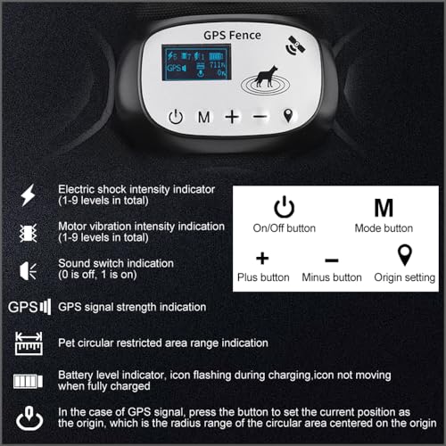 Pilipane GPS Wireless Hundezaun Elektrischer Einstellbares Weste Zaun mit 3 Trainingsmodi wiederaufladbares Haustierzaunsystem mit reflektierenden Streifen für Outdoors