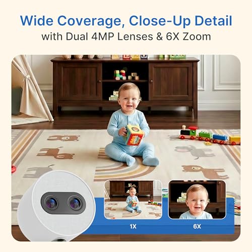 Image of Simsky Smart Baby Camera, 2 x 4MP Camera, 6X Optical Quality Zoom, AI Tracking, Intelligence Detection, Pan-Tilt-Zoom