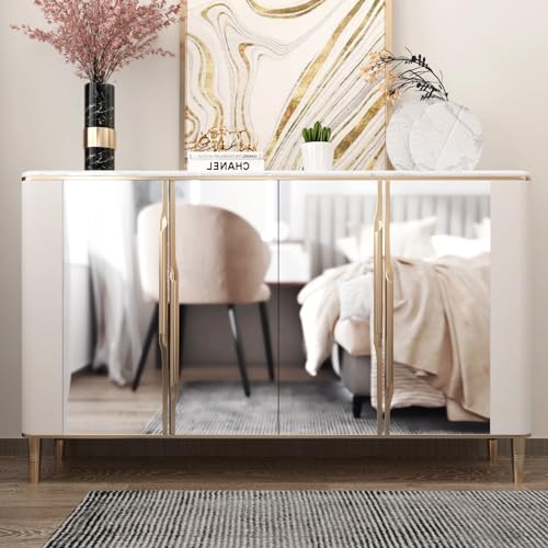 Yullpaper Mirror Sticky Back Plastic Roll Peel and Stick Silver Wallpaper for Living Room Wall Decor Cabinet Worktop Vinyl Covering Flexible Reflective Mirror Stickers Furniture Vinyl Wrap 40 X 300cm - Image 3