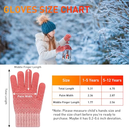 Winter Gloves for Toddler Kids - 3 Pairs Boys Girls Soft Warm Wool Lined Gloves Full Finger Children Knit Gloves3