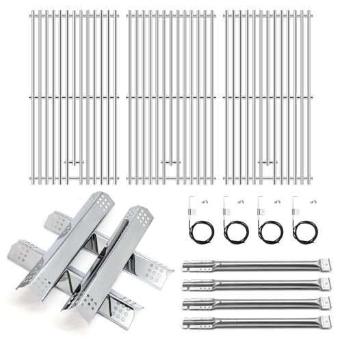 Adviace Grill Parts for Kitchenaid 740-0780 720-0745B 720-0745 720-0745A Grill Grates & Grill Burners & Igniters & Flame Tamer for Kitchenaid 740-0780 4-Burner Built-in Propane Gas Grill