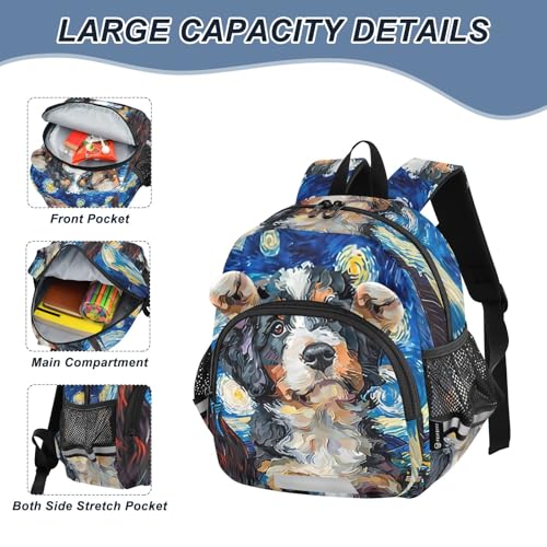 Kid's Backpack for Boys & Girls Toddler Bag Bernedoodle Dog Backpack with Safety Leash4