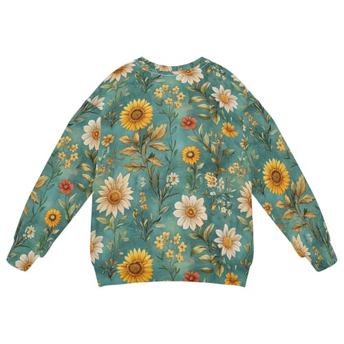 JUNZAN Autumn Flowers Sunflower Lily Rosemary Teal Kids Boys Hoodie Sweatshirt Fleece Boys Sweat Shirt Sports 4T2